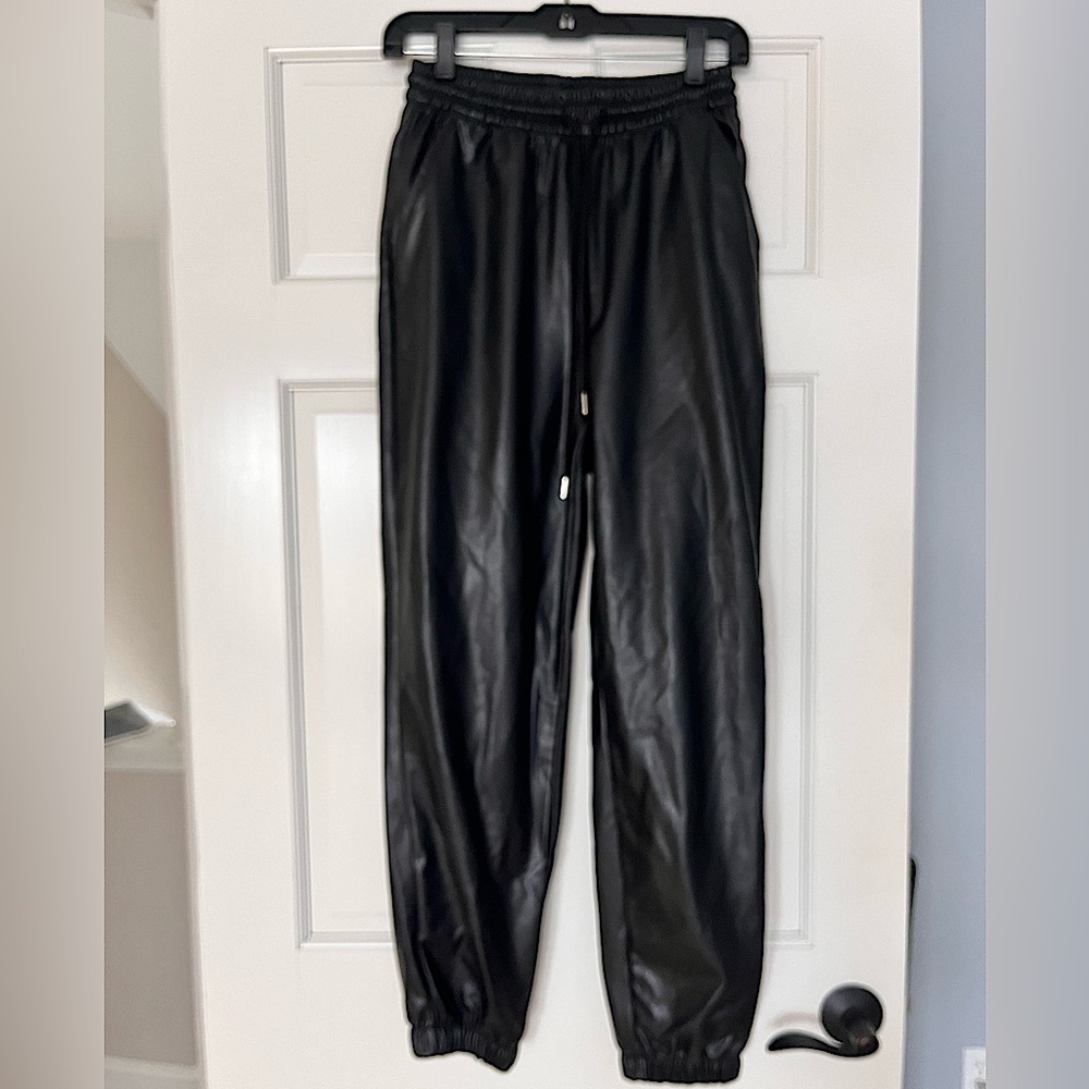 Faux leather joggers